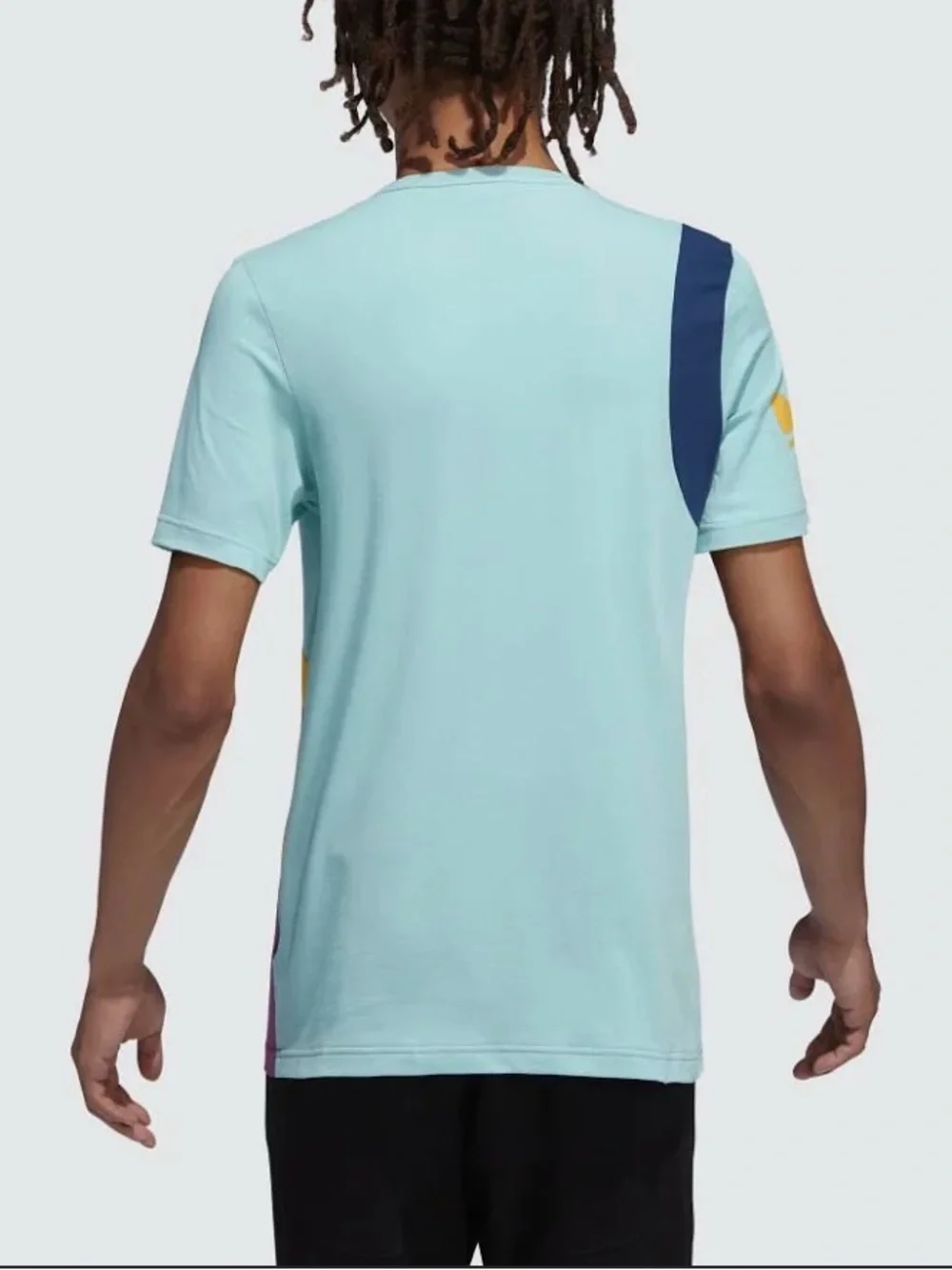 adidas Teal, Purple & Yellow Diagonal Stripe Short Sleeve Tee NWT - L